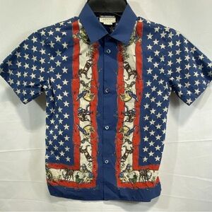 Gucci Kids Blue and Red Star Pattern Shirt
